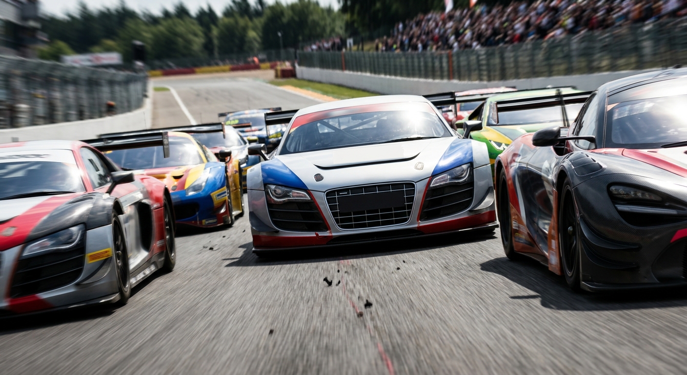 race cars on a track