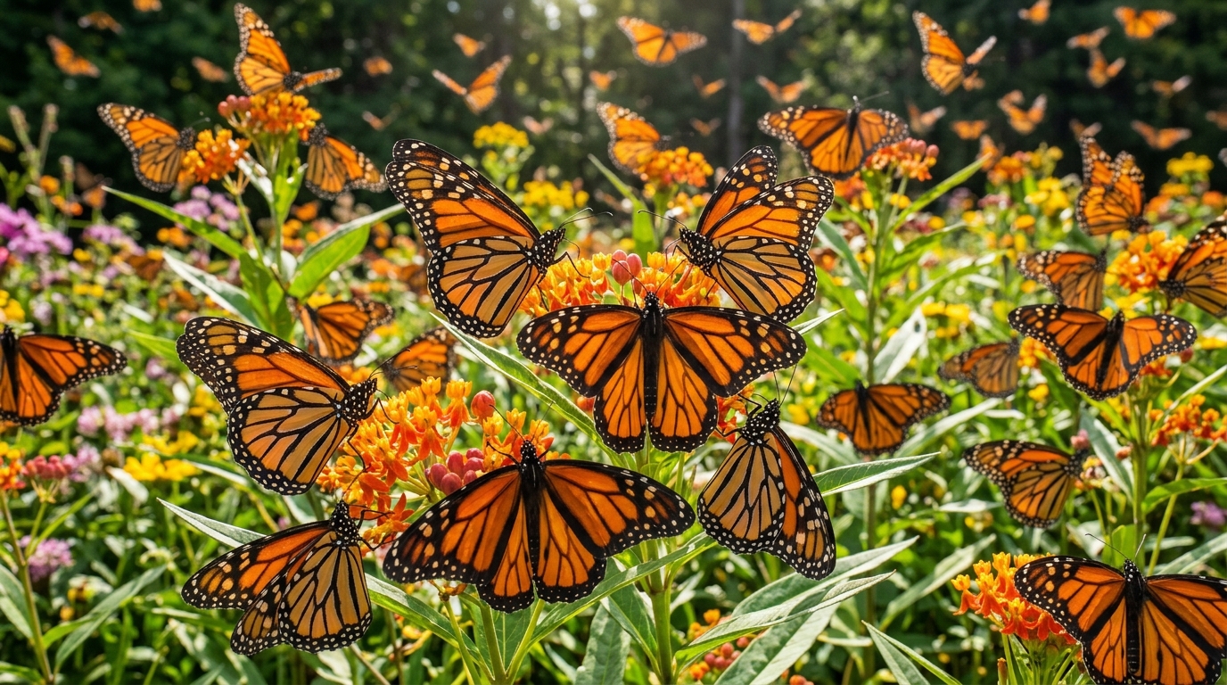 butterflies perched on flowers