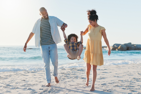 family at the beach