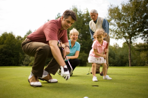 family at golf